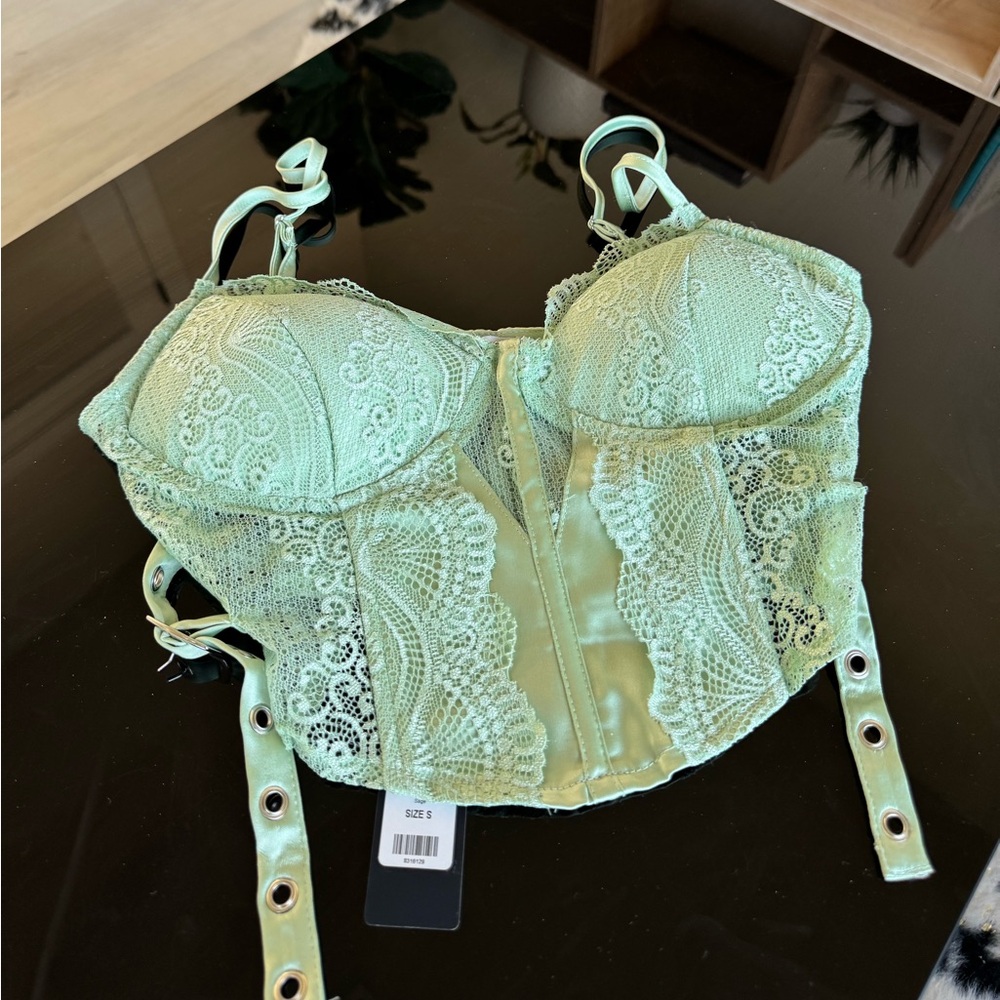 Mint Green Lace Bustier Top